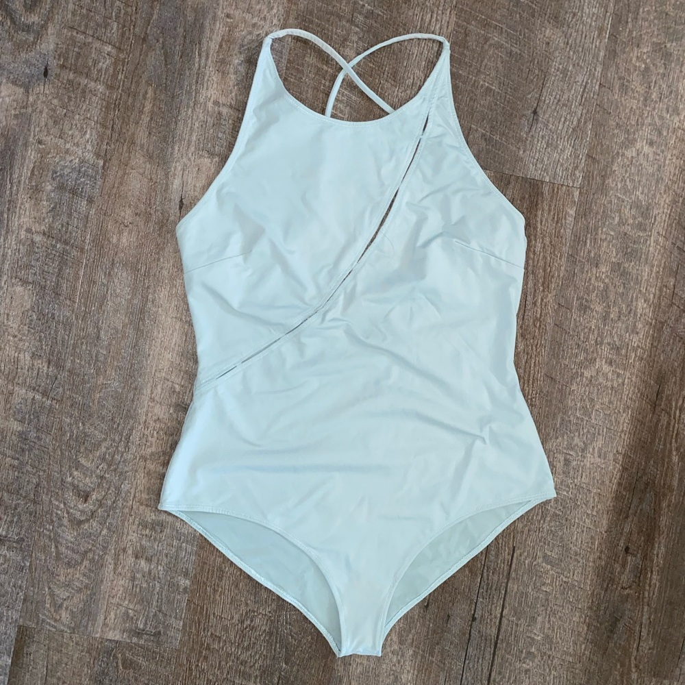 MARYSIA Swim Gold Label One-Piece Swimsuit w/Cutout Front & Crisscross Back